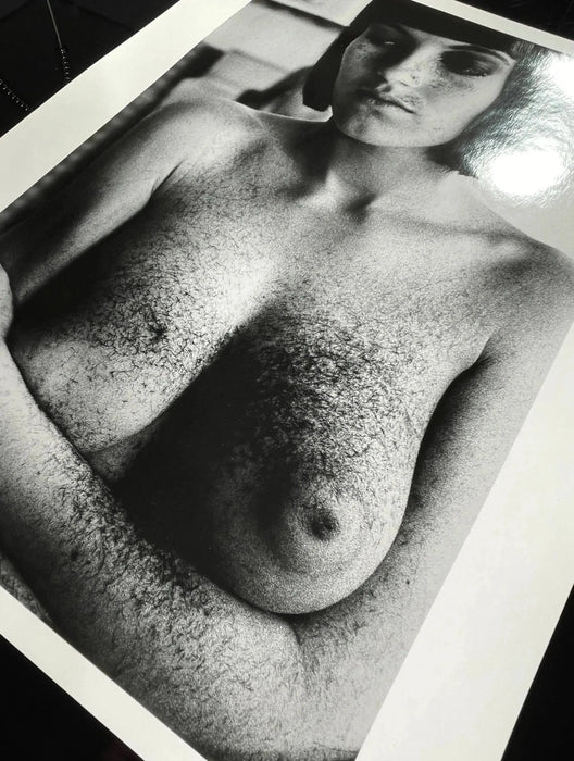 Alt Tag: Helmut Newton Arielle After Haircut vintage silver gelatin print 16x20 Paris 1982 nude portrait photograph, vintage print