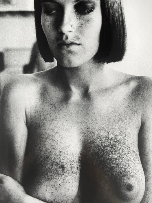 Helmut Newton Arielle After Haircut vintage silver gelatin print, Paris 1982 nude portrait after haircut, 16x20 vintage photo