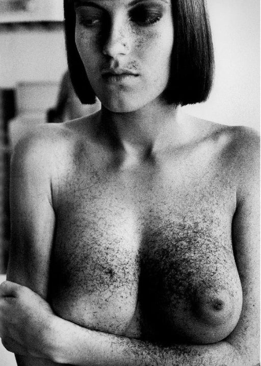 Alt Tag: Helmut Newton Arielle After Haircut vintage silver gelatin print, Paris 1982 nude portrait of woman with short bob haircut