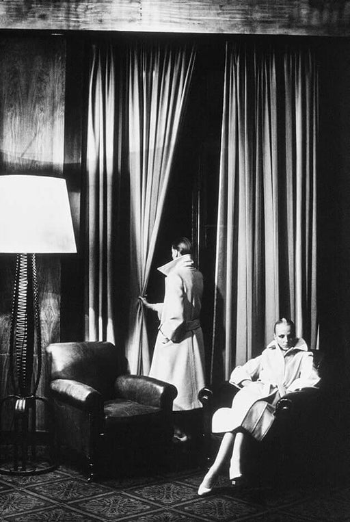 Helmut Newton Behind the Curtains French Vogue Paris 1979 vintage silver gelatin print, black-and-white Paris interior with drapery