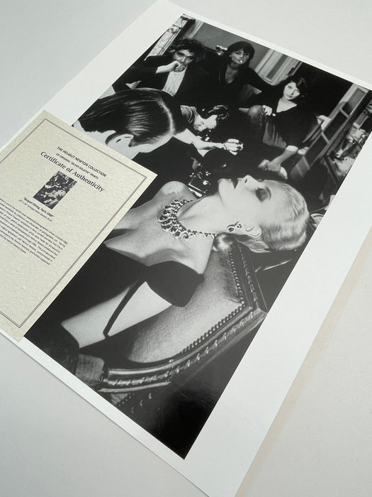 Helmut Newton Bulgari Paris 1980 vintage silver gelatin print 20x24 photo of model wearing Bulgari necklace in Paris, 1980