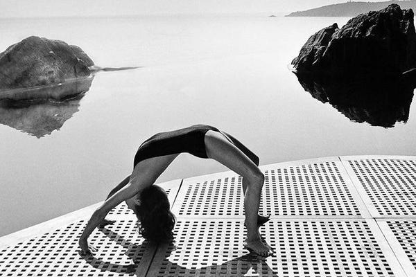 "Charlotte Rampling at Pool, Saint Tropez 1976" 12x18 Vintage Silver Gelatin Print by Helmut Newton