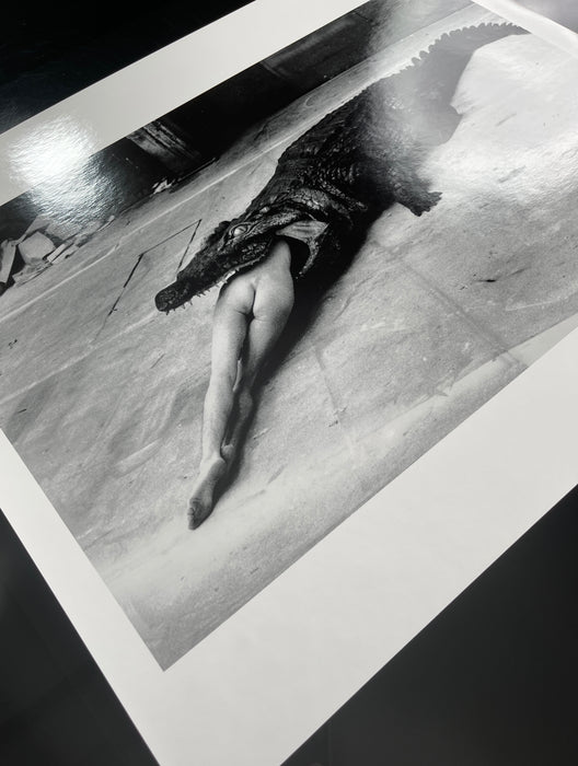 Alt Tag: Helmut Newton Crocodile Eating Ballerina vintage silver gelatin print, Pina Bausch ballet Keushleitslegende Wuppertal 1983
