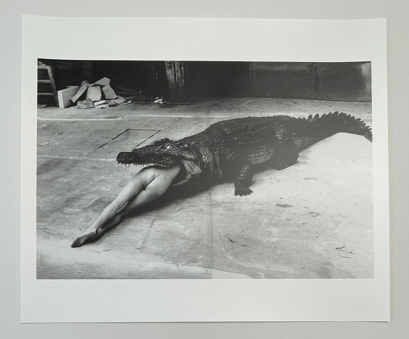 Helmut Newton Crocodile Eating Ballerina vintage silver gelatin print - Pina Bausch ballet Keushleitslegende Wuppertal 1983
