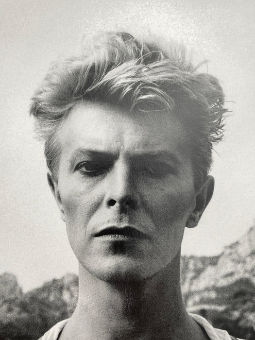 Alt Tag: Helmut Newton David Bowie Monaco 1983 silver gelatin print vintage 20x24 portrait of David Bowie close-up black-and-white