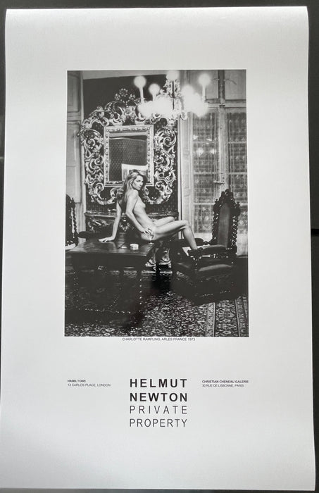 Helmut Newton "Charlotte Rampling at Hotel Nord", Arles, France, 1975 – Vintage Exhibition Poster
