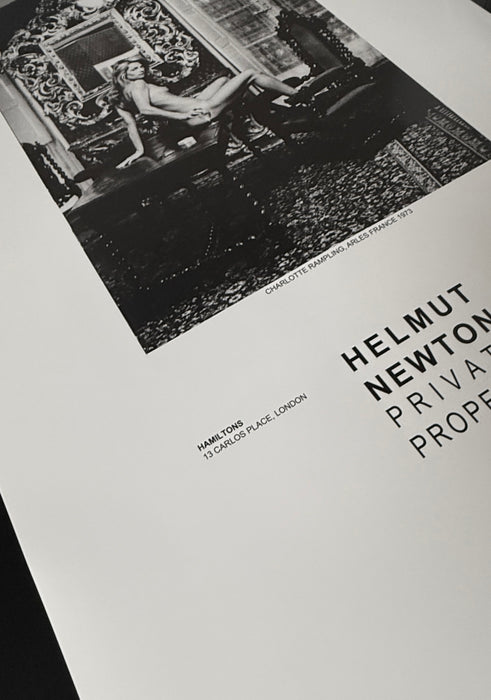 Helmut Newton "Charlotte Rampling at Hotel Nord", Arles, France, 1975 – Vintage Exhibition Poster