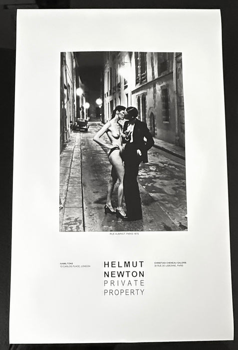 Helmut Newton "Rue Aubriot (Nude Model Kissing)", Paris, 1975 – Vintage Exhibition Poster