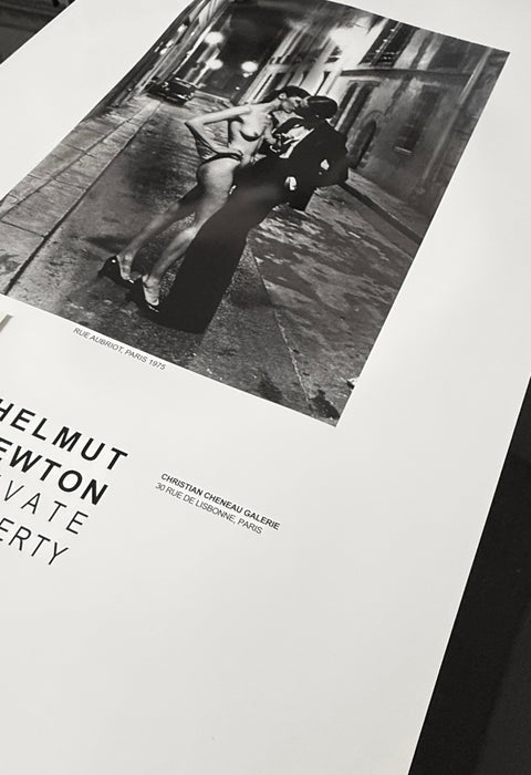 Helmut Newton "Rue Aubriot (Nude Model Kissing)", Paris, 1975 – Vintage Exhibition Poster
