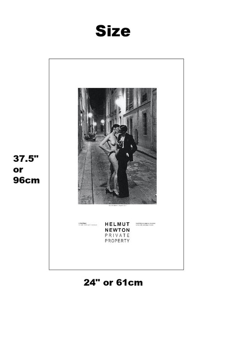 Helmut Newton "Rue Aubriot (Nude Model Kissing)", Paris, 1975 – Vintage Exhibition Poster