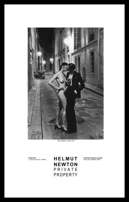 Helmut Newton "Rue Aubriot (Nude Model Kissing)", Paris, 1975 – Vintage Exhibition Poster