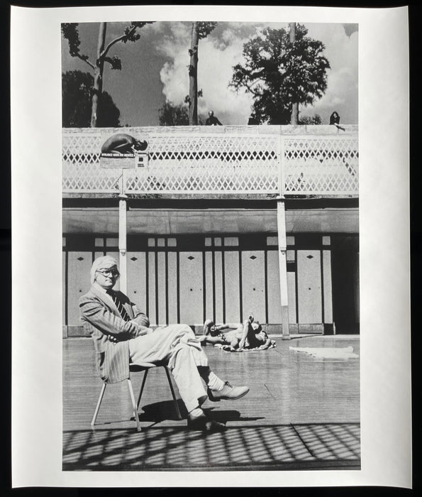 "David Hockney, Piscine Royale, Paris 1975" 20x24 Vintage Silver Gelatin Print by Helmut Newton