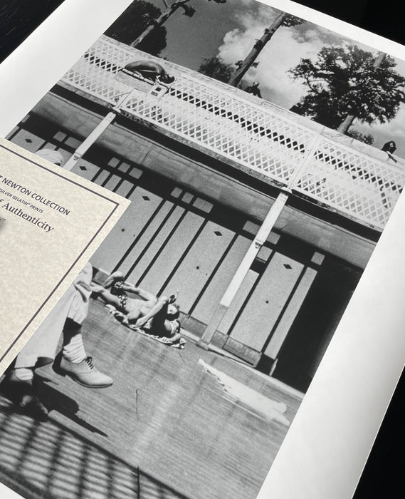 "David Hockney, Piscine Royale, Paris 1975" 20x24 Vintage Silver Gelatin Print by Helmut Newton