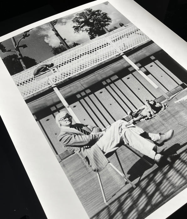 "David Hockney, Piscine Royale, Paris 1975" 20x24 Vintage Silver Gelatin Print by Helmut Newton