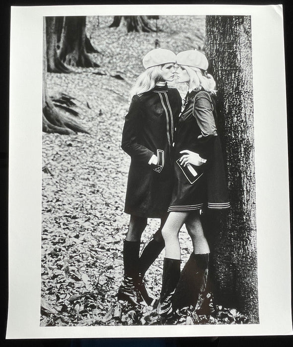 "Gemelas (Twins) YSL for French Vogue, Paris 1982"  20x24 Vintage Silver Gelatin Print by Helmut Newton