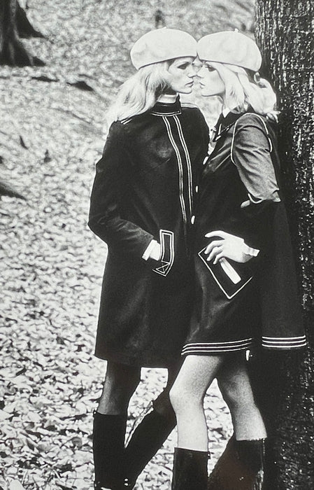 "Gemelas (Twins) YSL for French Vogue, Paris 1982"  20x24 Vintage Silver Gelatin Print by Helmut Newton