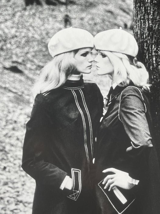 "Gemelas (Twins) YSL for French Vogue, Paris 1982"  20x24 Vintage Silver Gelatin Print by Helmut Newton