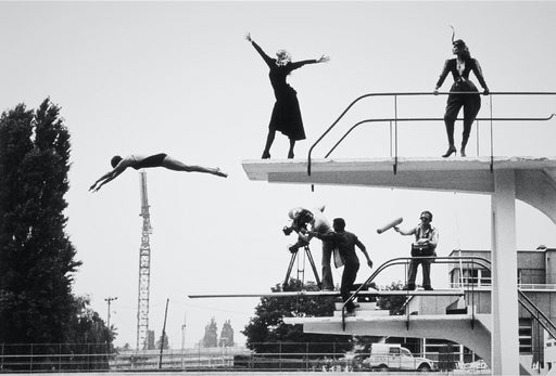 Alt Tag: Helmut Newton High Dive Monaco 1983 silver gelatin print vintage fashion photoshoot at Monaco diving platforms models posed on boards