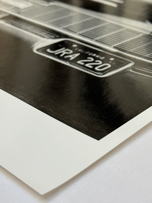 Helmut Newton Hollywood Cadillac 1976 vintage silver gelatin print close-up of Cadillac license plate and glossy photo border