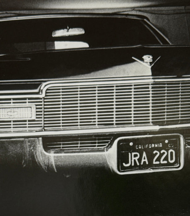 Helmut Newton Hollywood Cadillac 1976 vintage silver gelatin print, close-up of Cadillac grille and California license plate in Hollywood