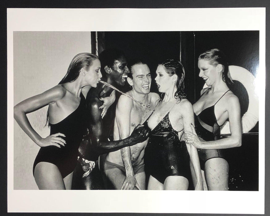 Helmut Newton Jerry Hall Spitting Paris 1978 vintage silver gelatin print 20x24 black-and-white fashion photo in Paris