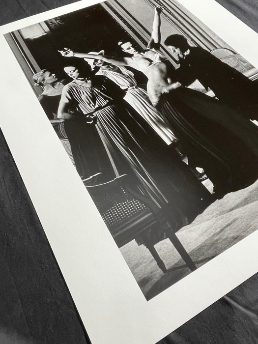 Helmut Newton Lanvin Fitting Paris 1980 vintage silver gelatin print fashion fitting scene, high-contrast black-and-white photo