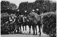 Alt Tag: Helmut Newton Le Cadre Noir vintage silver gelatin print, Saumur France 1980, riders in uniform on horseback with women
