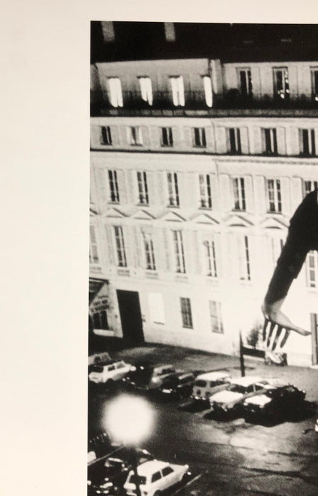 Helmut Newton Mannequin Toss vintage silver gelatin print, French Vogue Paris 1978 photo of mannequin tossed over city street