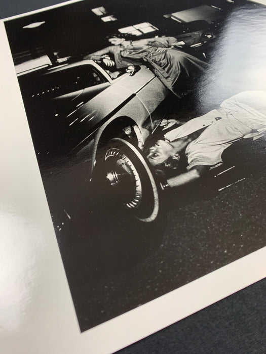 Helmut Newton Models Inspecting Brake Lining vintage silver gelatin print, Paris 1977 20x24 photo of models by car wheel