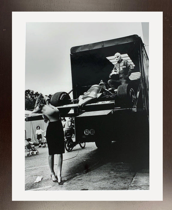 Helmut Newton Niki Lauda Pirelli Calendar 1985 silver gelatin print vintage 16x20 photo Monaco F1 scene with race car and model