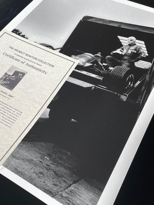 Alt Tag: Helmut Newton Niki Lauda Pirelli Calendar 1985 silver gelatin print vintage photo with certificate of authenticity, Monaco