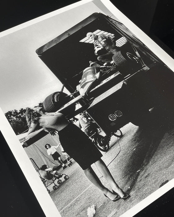 Alt Tag: Helmut Newton Niki Lauda Pirelli Calendar 1985 silver gelatin print vintage 16x20 photo Monaco with Formula 1 driver and model