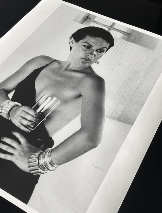 Helmut Newton Paloma Picasso Saint Tropez 1973 vintage silver gelatin print, black-and-white portrait print on paper, 20x24