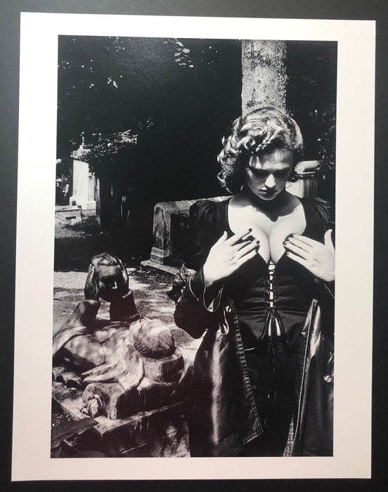 Helmut Newton Pere Lachaise Tomb of Talma Paris 1977 vintage silver gelatin print 20x24 photo of woman at cemetery tomb