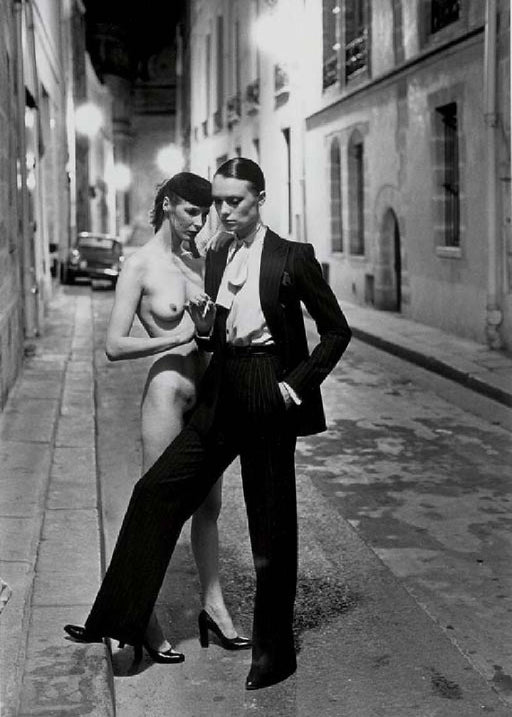 Alt Tag: Helmut Newton Rue Aubriot nude model Paris 1975 silver gelatin print vintage photo Rue Aubriot nude model Paris street scene