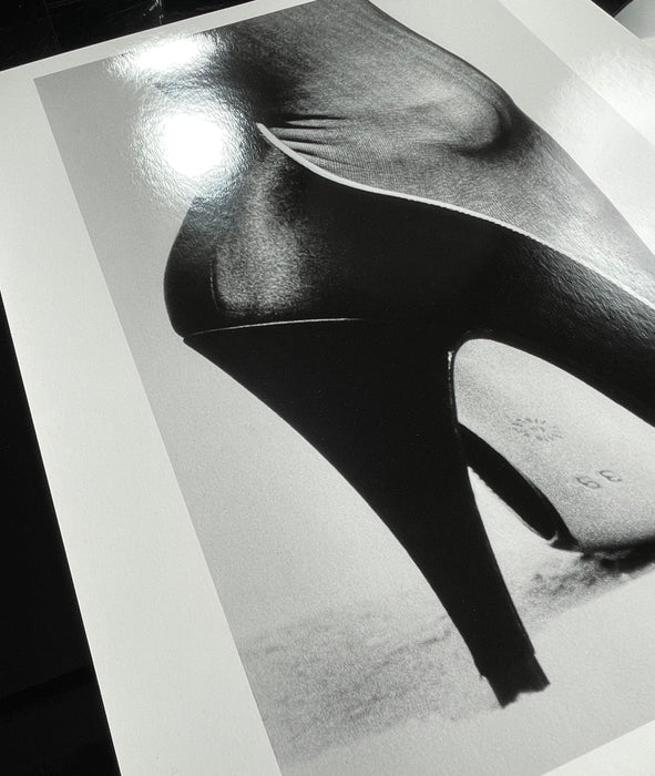 Helmut Newton Shoe Monte Carlo 1983 vintage silver gelatin print close-up high heel shoe minimalist black-and-white photograph