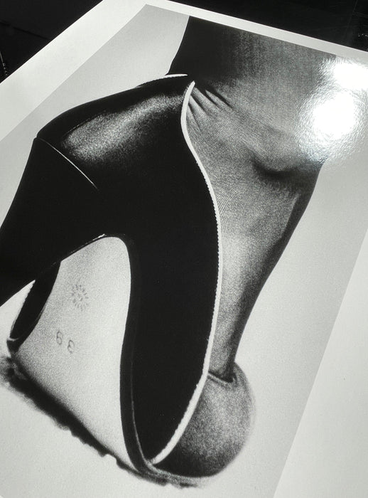 Helmut Newton Shoe Monte Carlo 1983 vintage silver gelatin print, close-up black high heel minimalist erotic detail