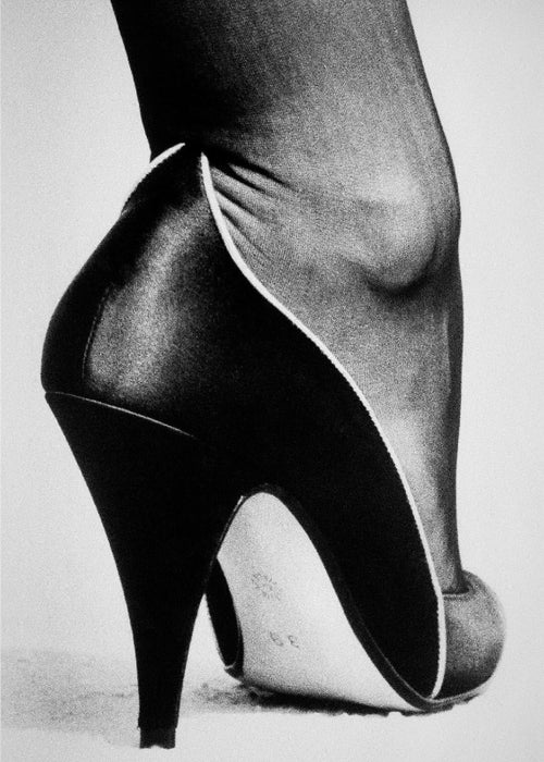 Alt Tag: Helmut Newton Shoe Monte Carlo 1983 vintage silver gelatin print high-heel shoe close-up minimalist black-and-white photograph