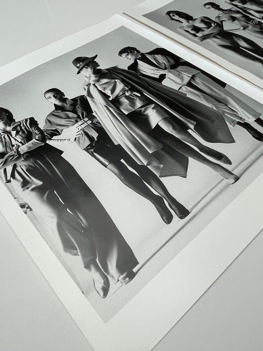 Alt Tag: Helmut Newton Sie Kommen Dressed Paris 1982 vintage silver gelatin print, 20x24 photo of framed fashion models in Paris