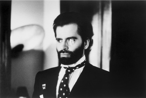 Alt Tag: Helmut Newton Karl Lagerfeld Paris 1973 vintage silver gelatin print black-and-white portrait man in suit with monocle