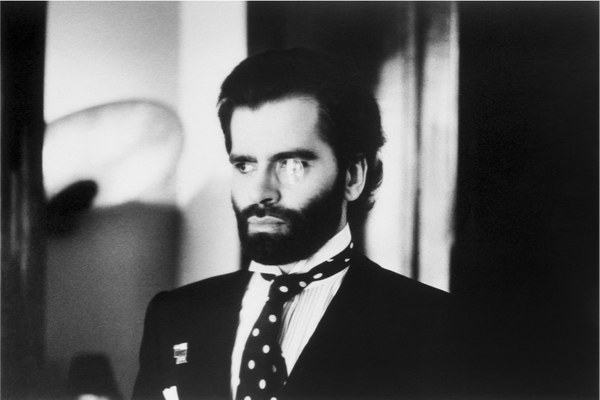 Alt Tag: Helmut Newton Karl Lagerfeld Paris 1973 vintage silver gelatin print black-and-white portrait man in suit with monocle