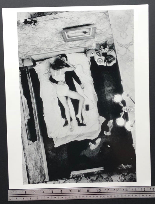 Helmut Newton Vivianne Hotel Volney 1979 silver gelatin print vintage 16x20 photo Vivianne reclining on bed alternate angle New York