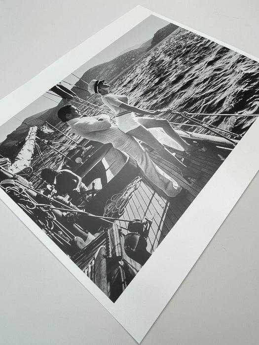 Helmut Newton Winnie On Deck Cannes 1975 vintage silver gelatin print 20x24 photo of Winnie Holman on yacht deck at sea